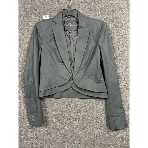 Robert Rodriguez Cropped Blazer Jacket Women's Size 2 Black One Button Closure - Picture 1 of 6
